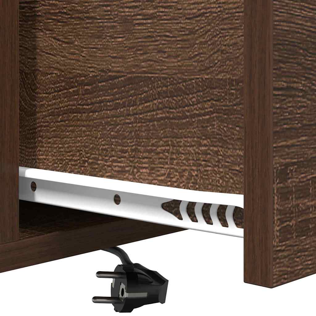 Nattbord med ladestasjon med skuff brun eik Konstruert tre