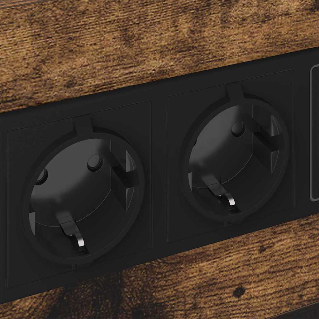 Nattbord med ladestasjon med skuff Røkt eik 40 x 31 x 60 cm