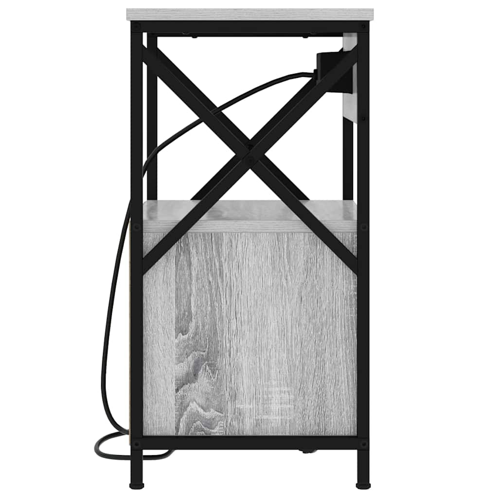 Nattbord med ladestasjon 2 pcs Grå sonoma 40 x 31 x 60 cm