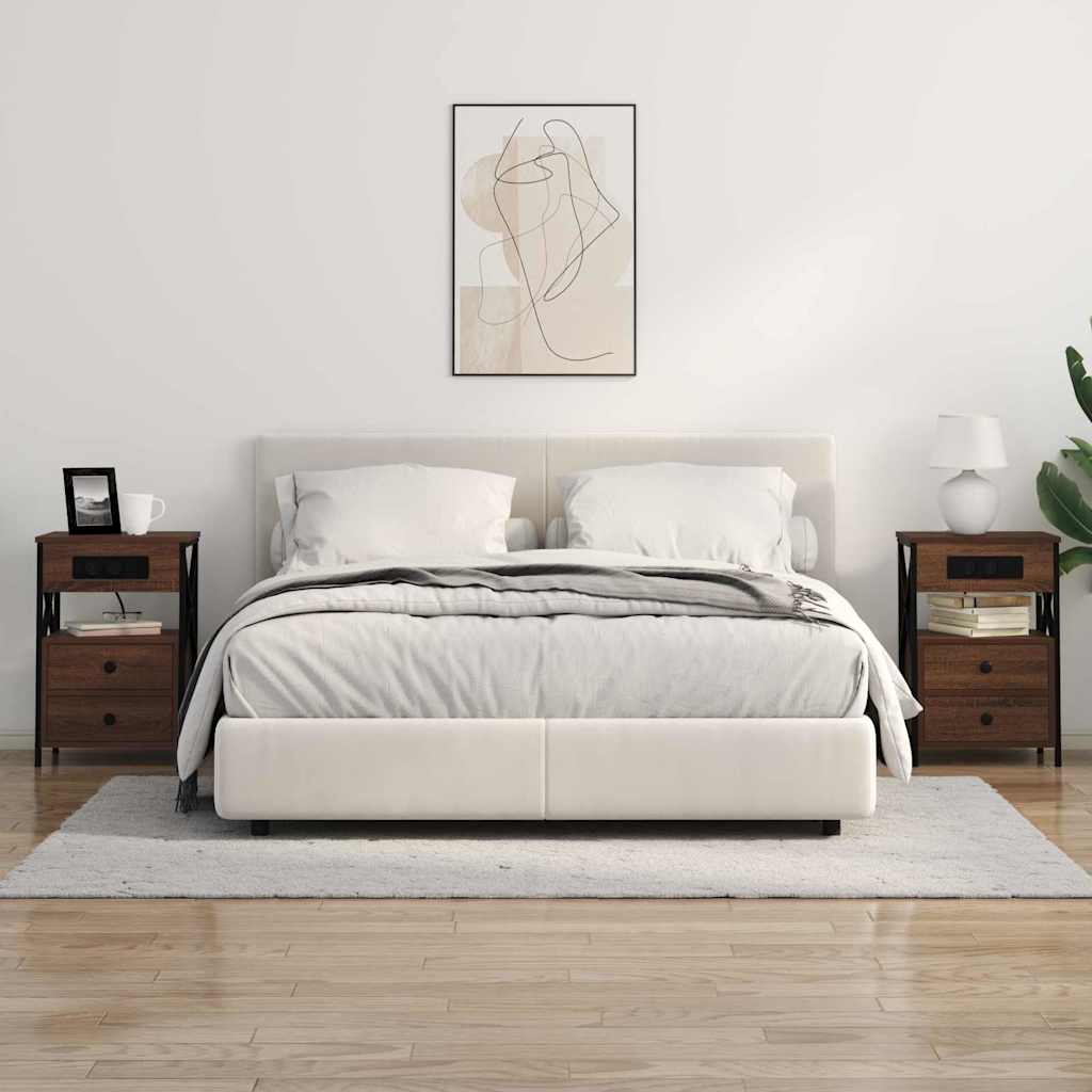 Nattbord med ladestasjon 2 pcs Brun Eik 40 x 31 x 60 cm