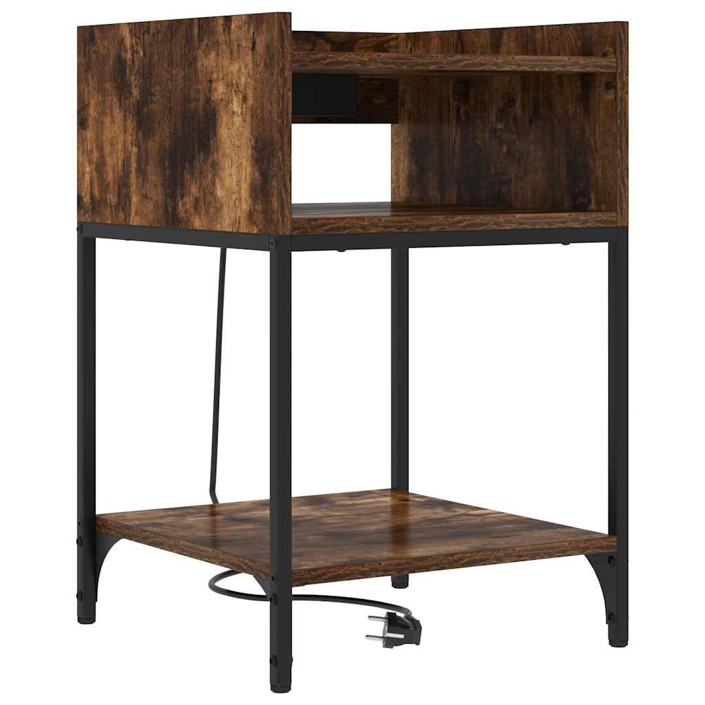 Nattbord 2 pcs Røkt eik 40 x 40 x 61 cm Konstruert tre