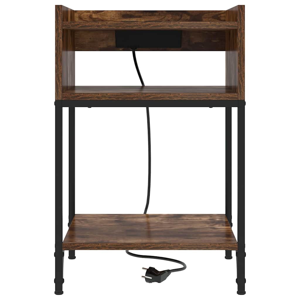 Nattbord 2 pcs Røkt eik 40 x 40 x 61 cm Konstruert tre