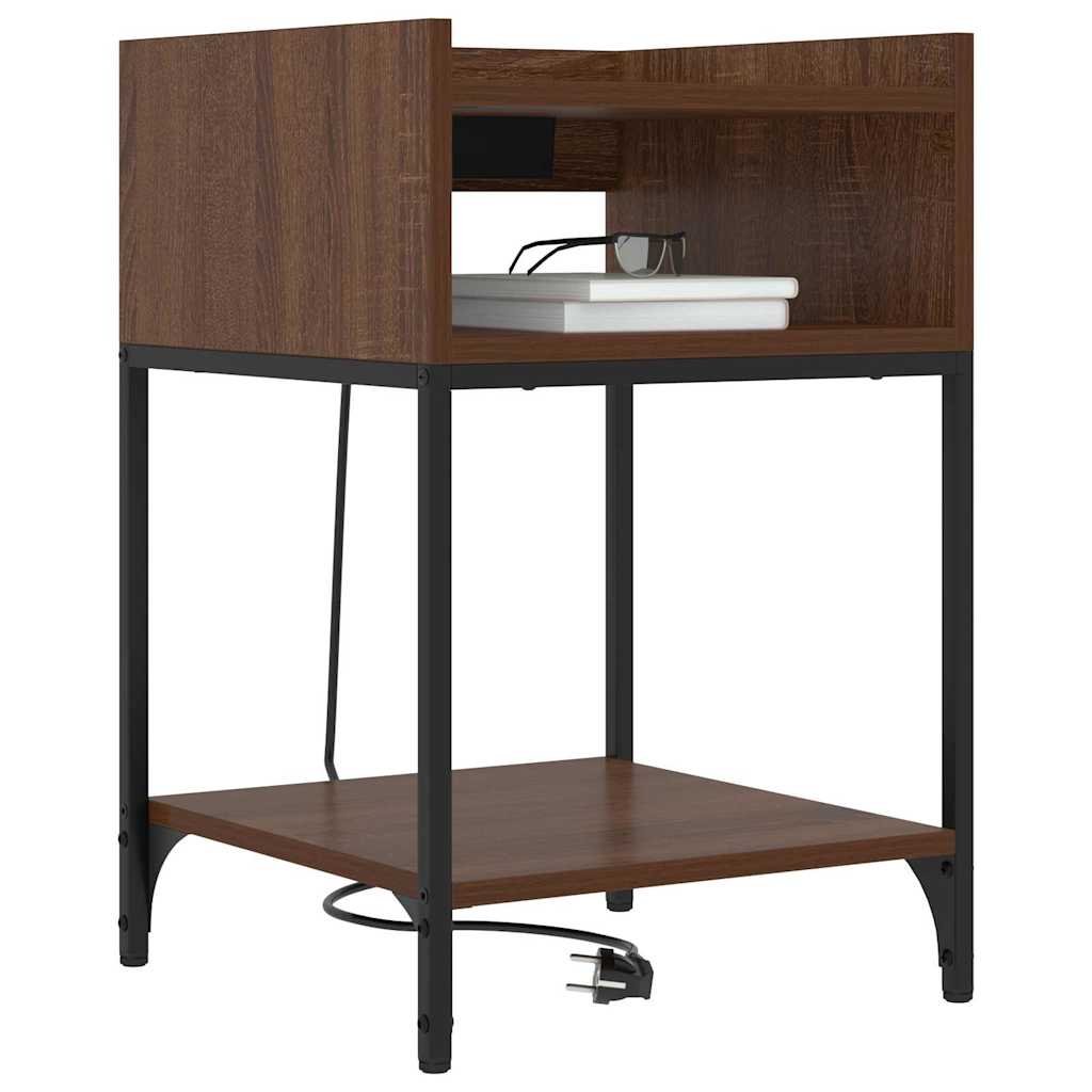 Nattbord 2 pcs brun eik 40 x 40 x 61 cm Konstruert tre