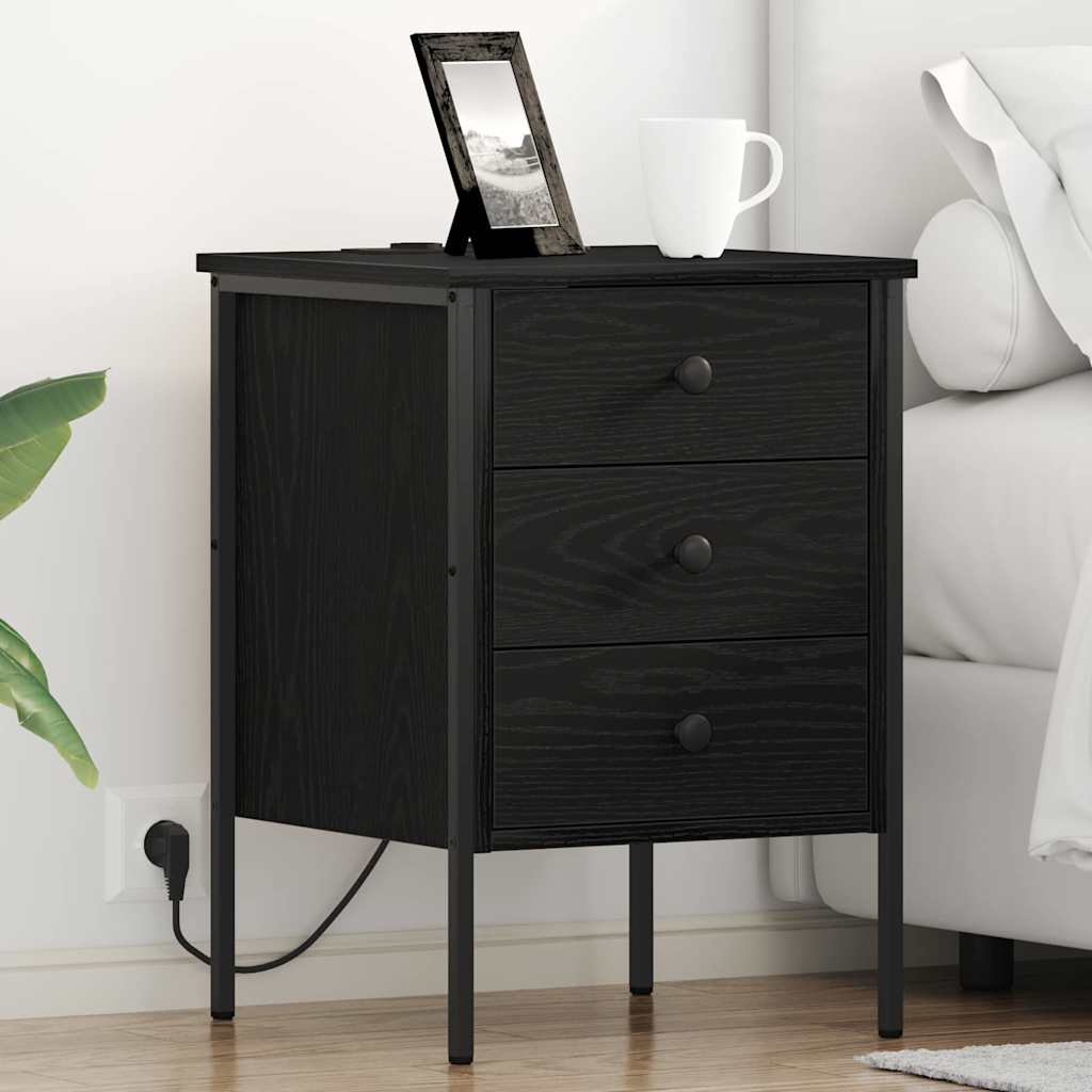 Nattbordskap 2 pcs Svart eik 42 x 41 x 61 cm Konstruert tre