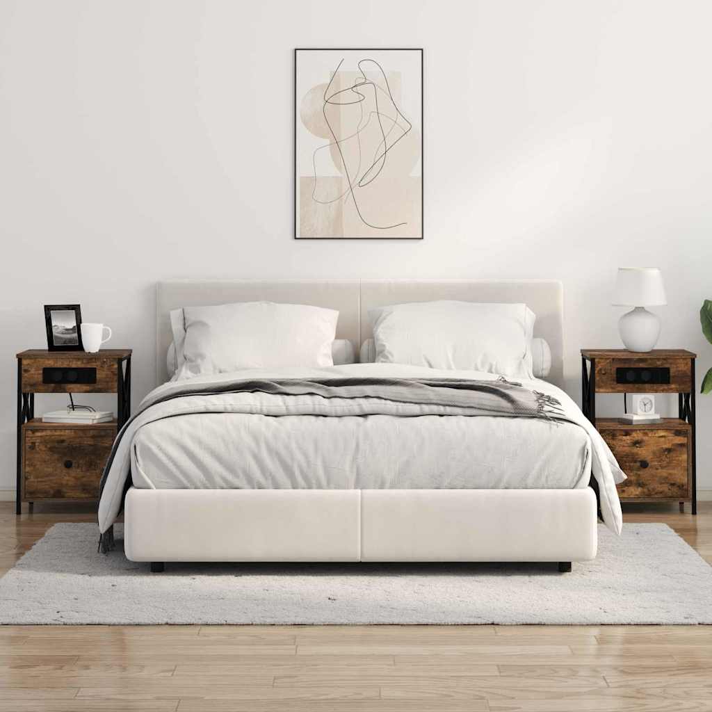 Nattbordskap 2 pcs Røkt eik 40 x 31 x 60 cm Konstruert tre