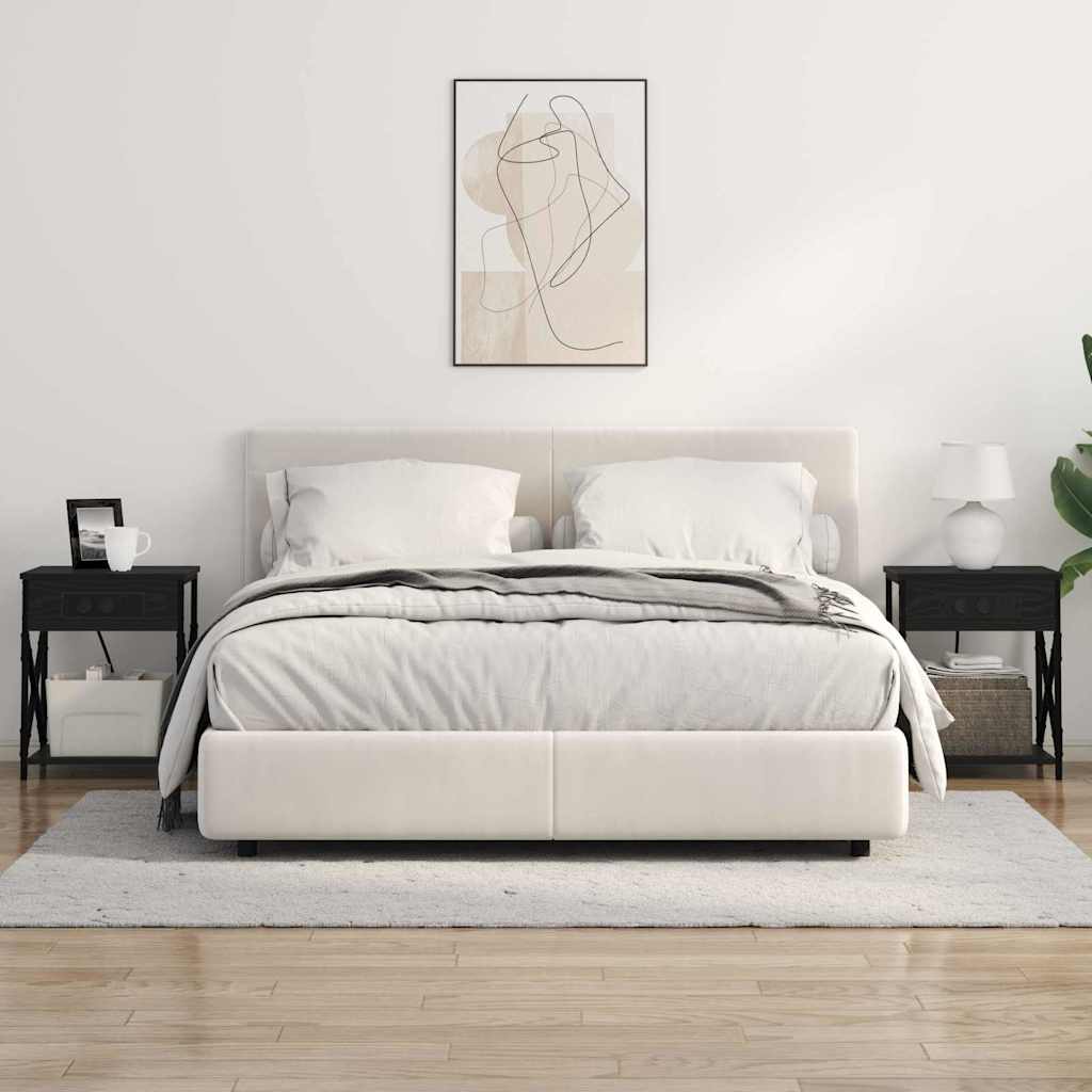 Nattbord med ladestasjon Svart eik 41 x 31 x 51 cm