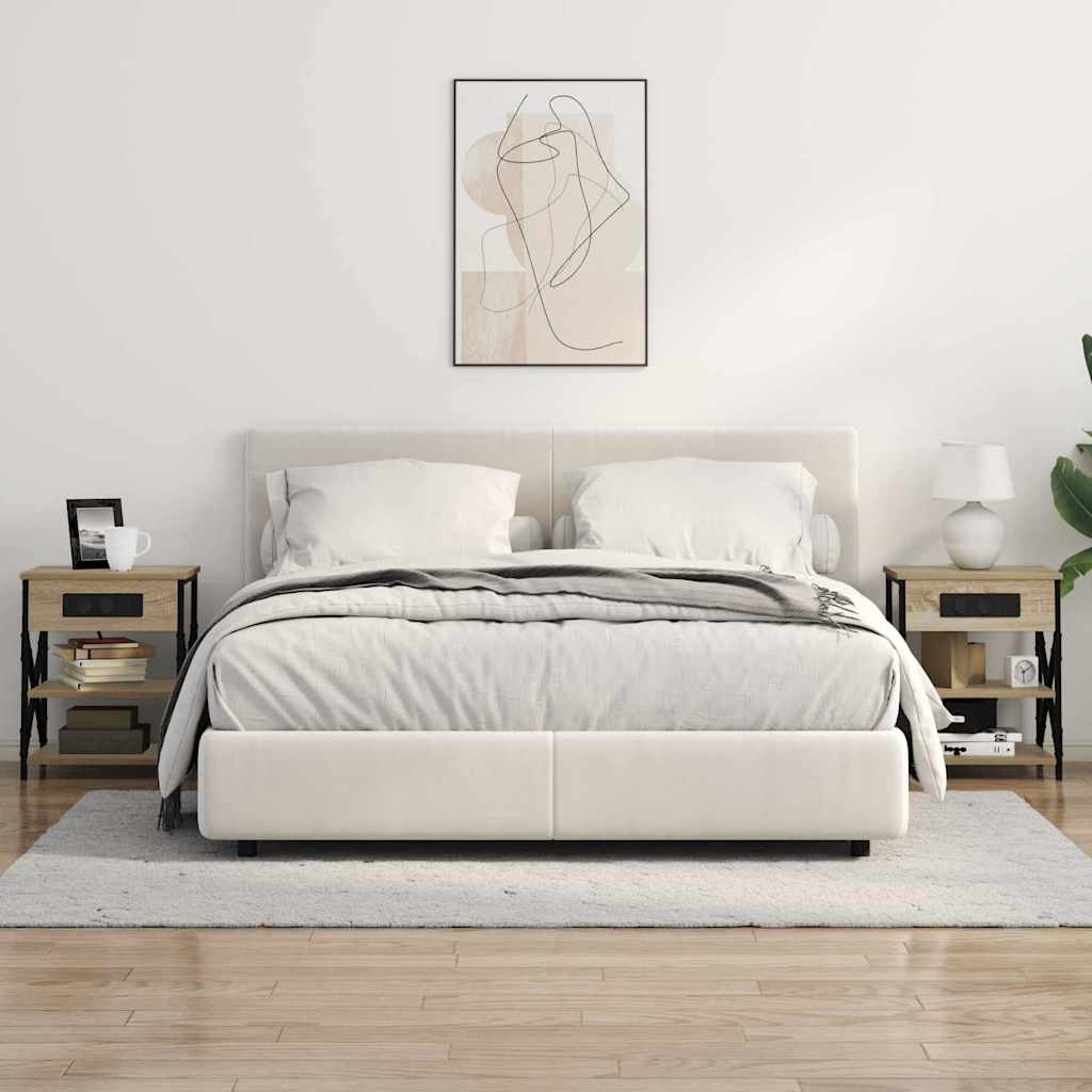 Nattbord med ladestasjon med hylle Sonoma eik Konstruert tre