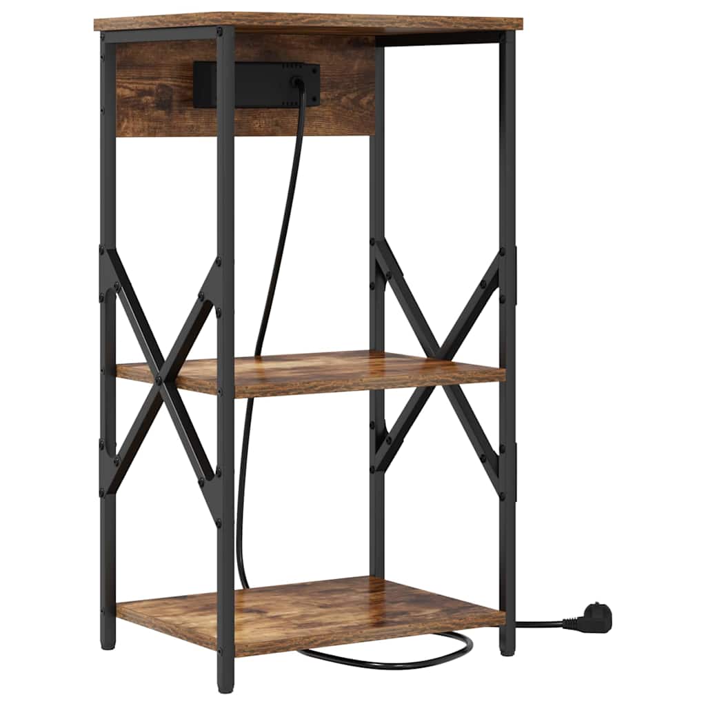 Nattbordskap med hylle Røkt eik 41 x 31 x 76 cm Konstruert tre