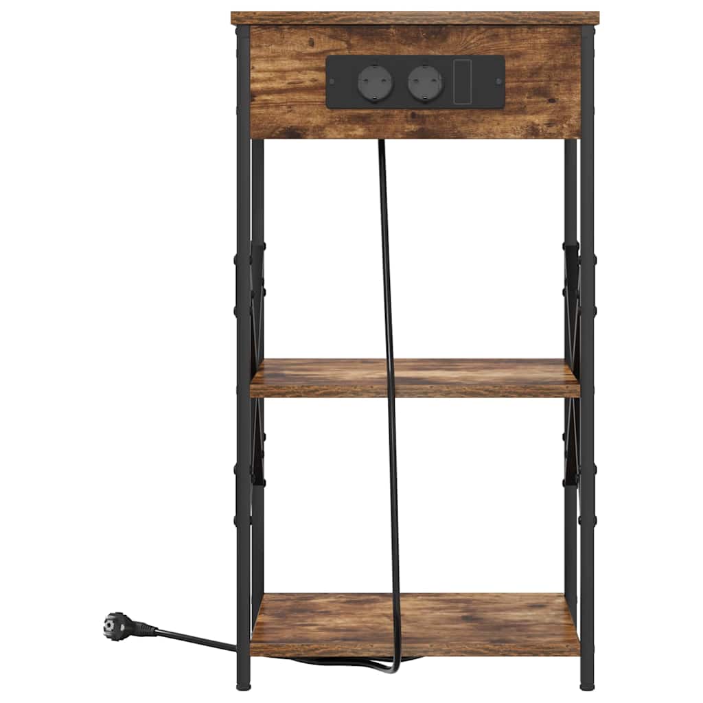 Nattbordskap 2 pcs Røkt eik 41 x 31 x 76 cm Konstruert tre