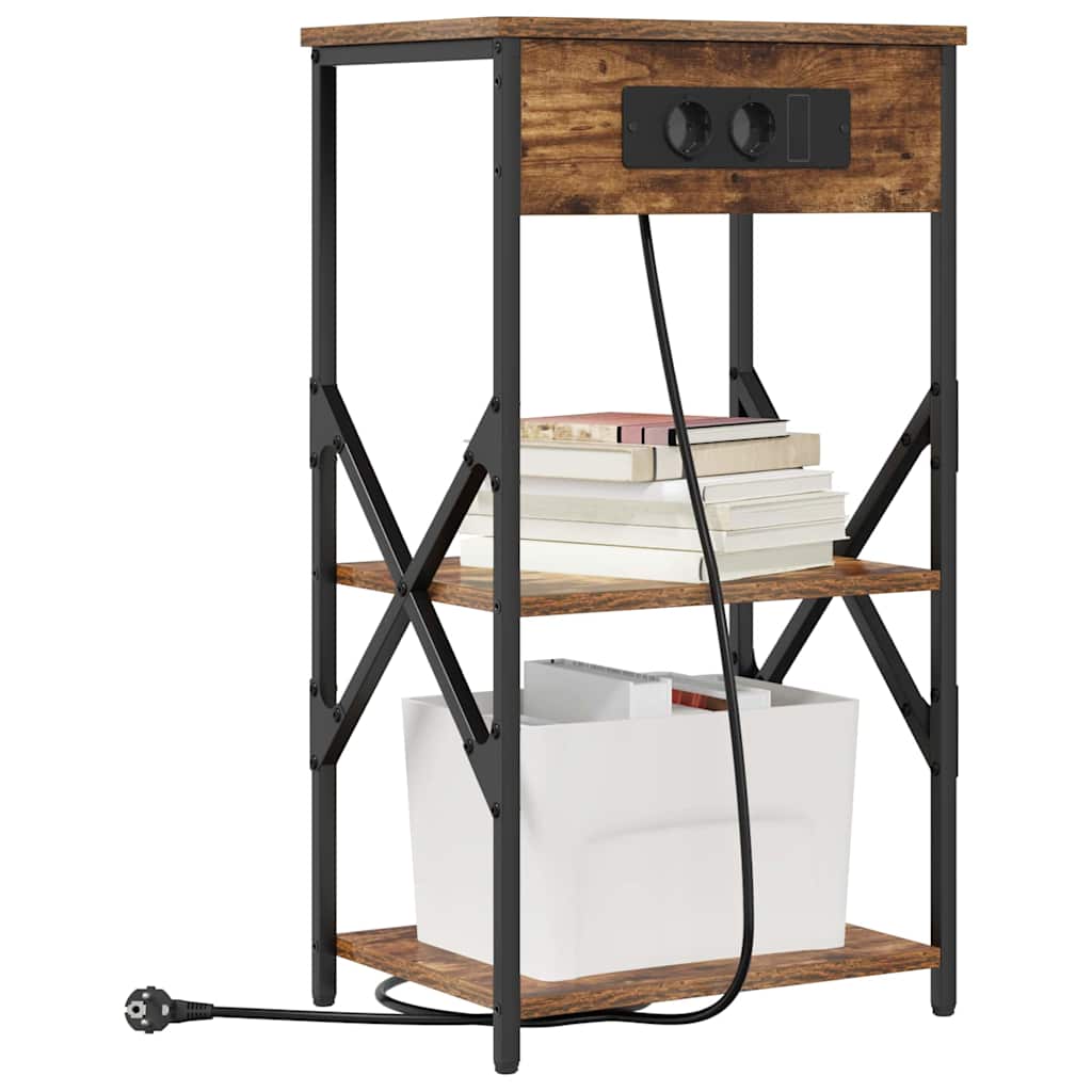 Nattbordskap 2 pcs Røkt eik 41 x 31 x 76 cm Konstruert tre