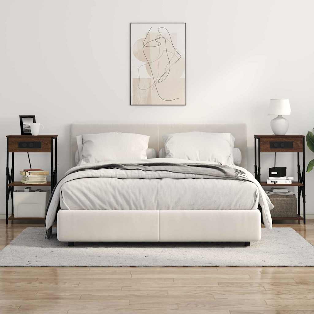 Nattbordskap med hylle brun eik 41 x 31 x 76 cm Konstruert tre