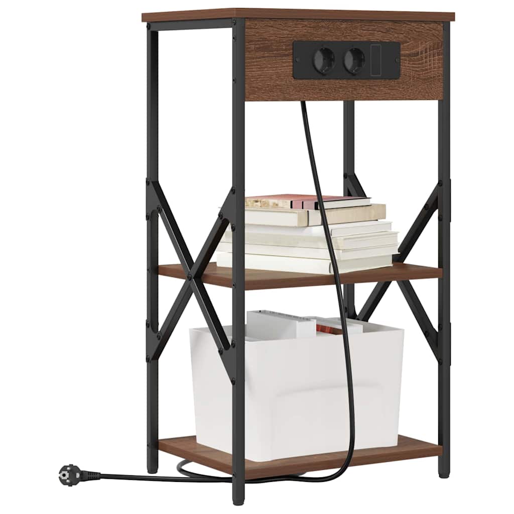 Nattbordskap med hylle brun eik 41 x 31 x 76 cm Konstruert tre