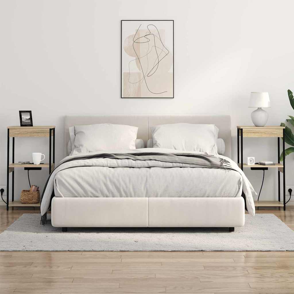 Nattbord med ladestasjon med hylle Sonoma eik Konstruert tre