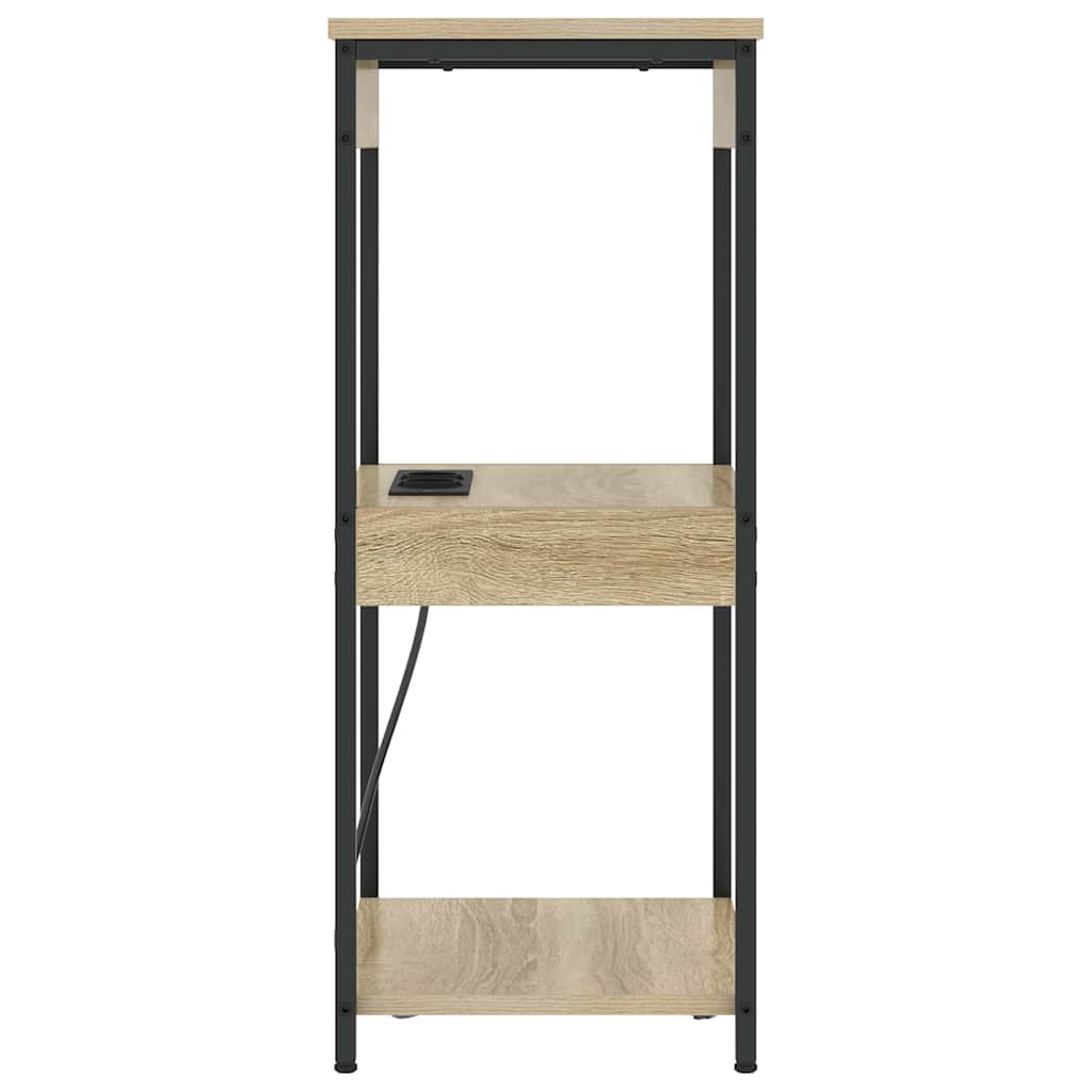 Nattbord med ladestasjon med hylle Sonoma eik Konstruert tre