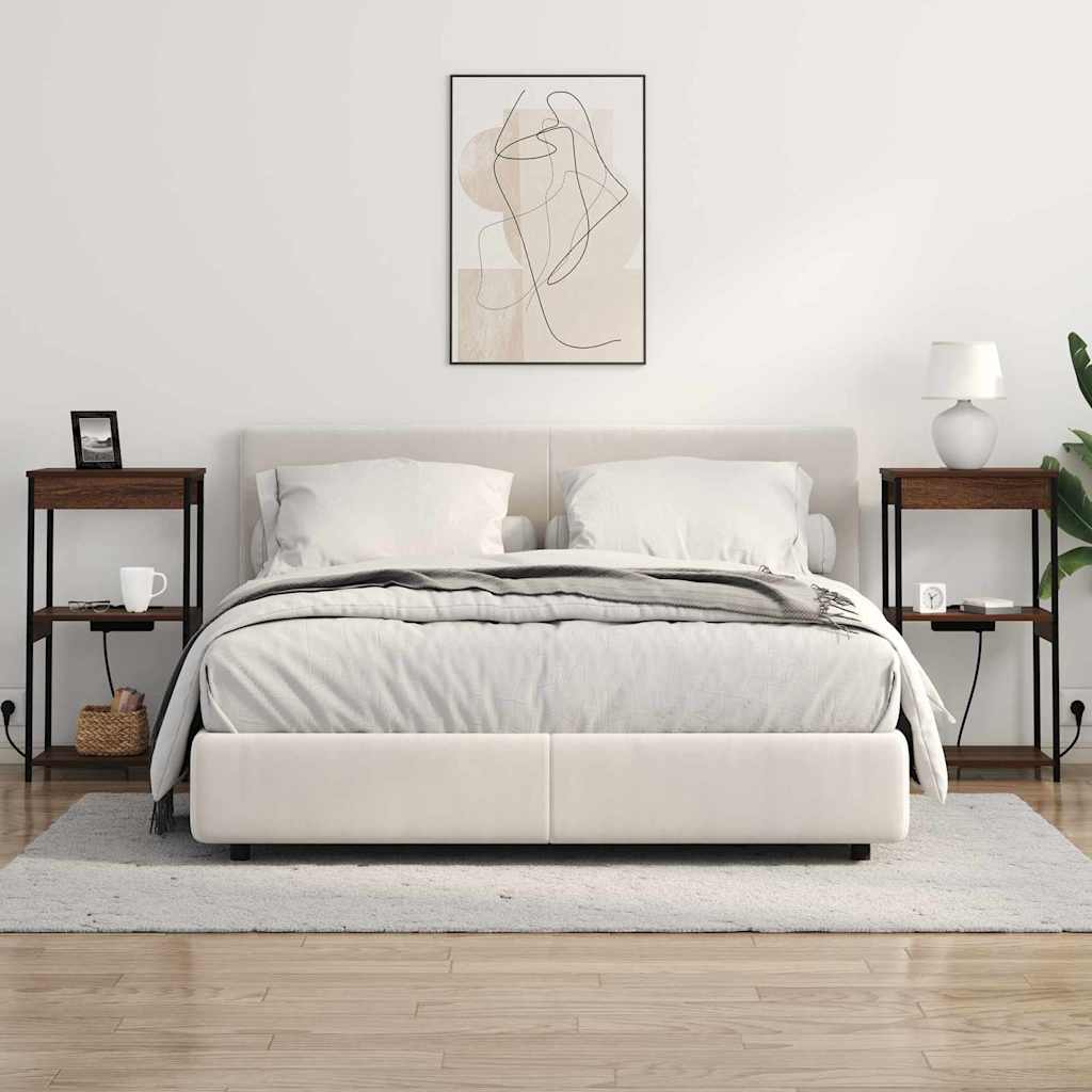 Nattbord med ladestasjon med hylle brun eik Konstruert tre