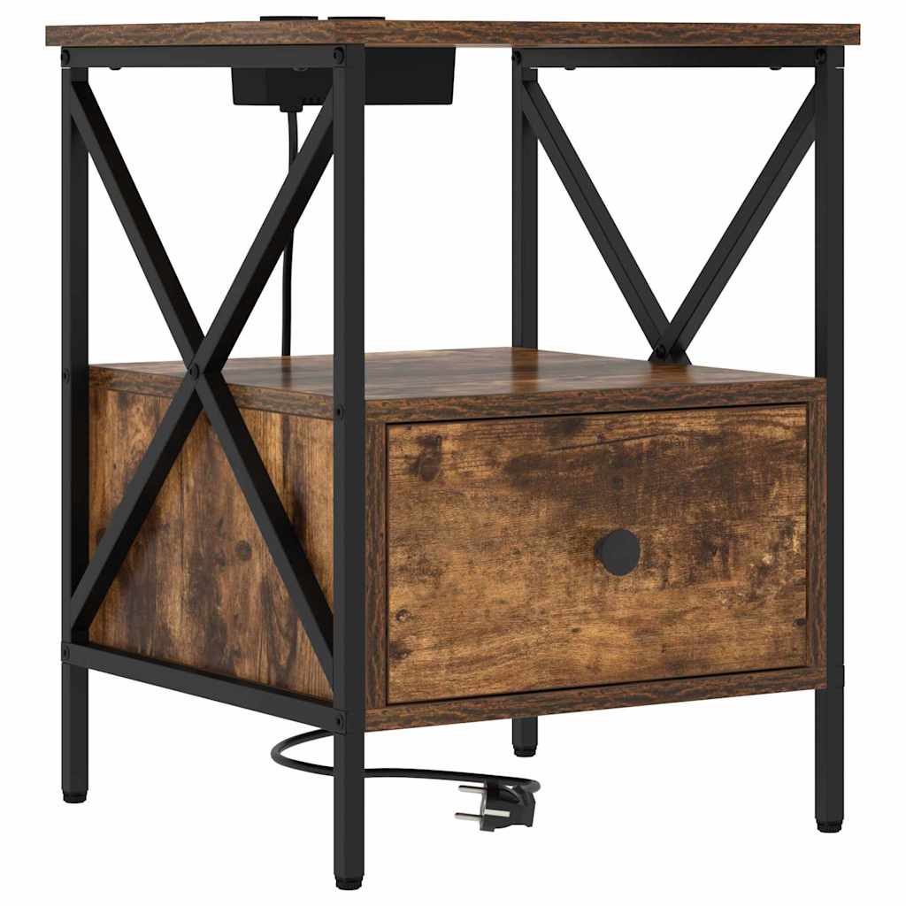 Nattbordskap Røkt eik 41.5 x 40.5 x 55 cm Konstruert tre