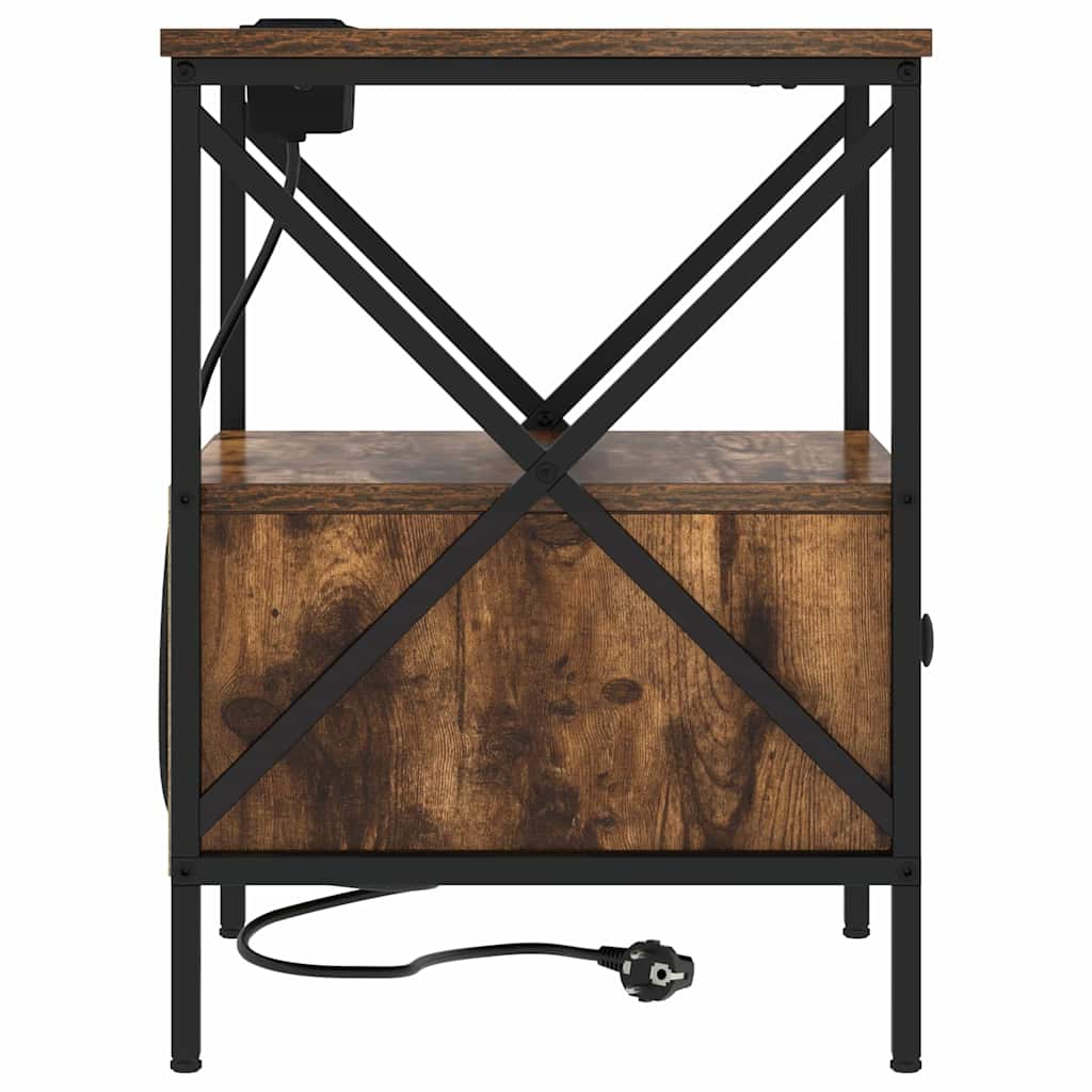 Nattbordskap Røkt eik 41.5 x 40.5 x 55 cm Konstruert tre