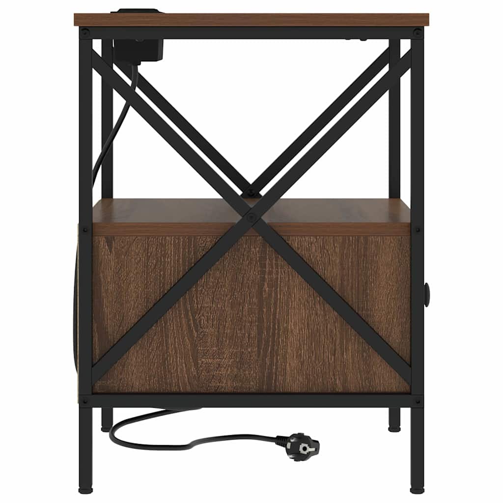 Nattbordskap brun eik 41.5 x 40.5 x 55 cm Konstruert tre