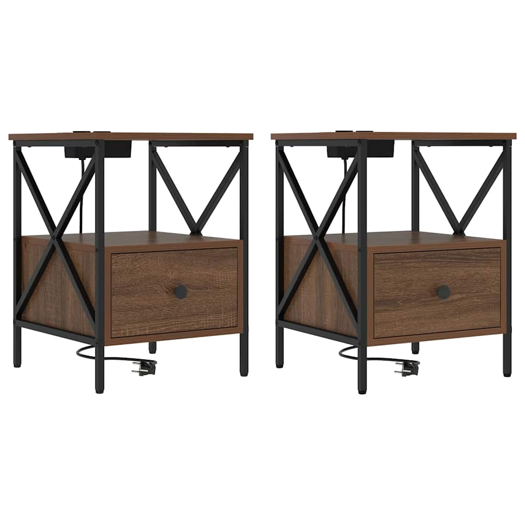 Nattbordskap brun eik 41.5 x 40.5 x 55 cm Konstruert tre