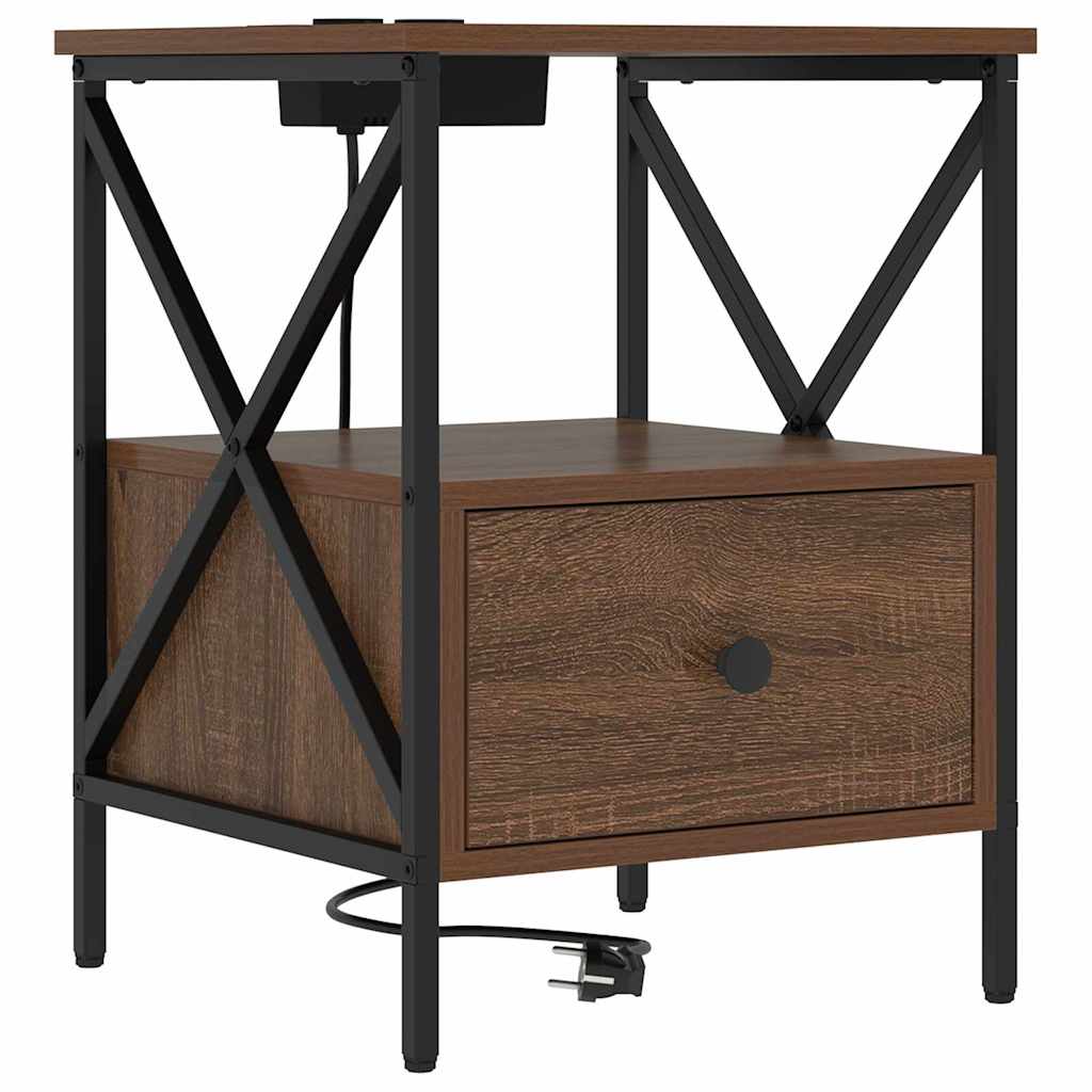 Nattbordskap brun eik 41.5 x 40.5 x 55 cm Konstruert tre