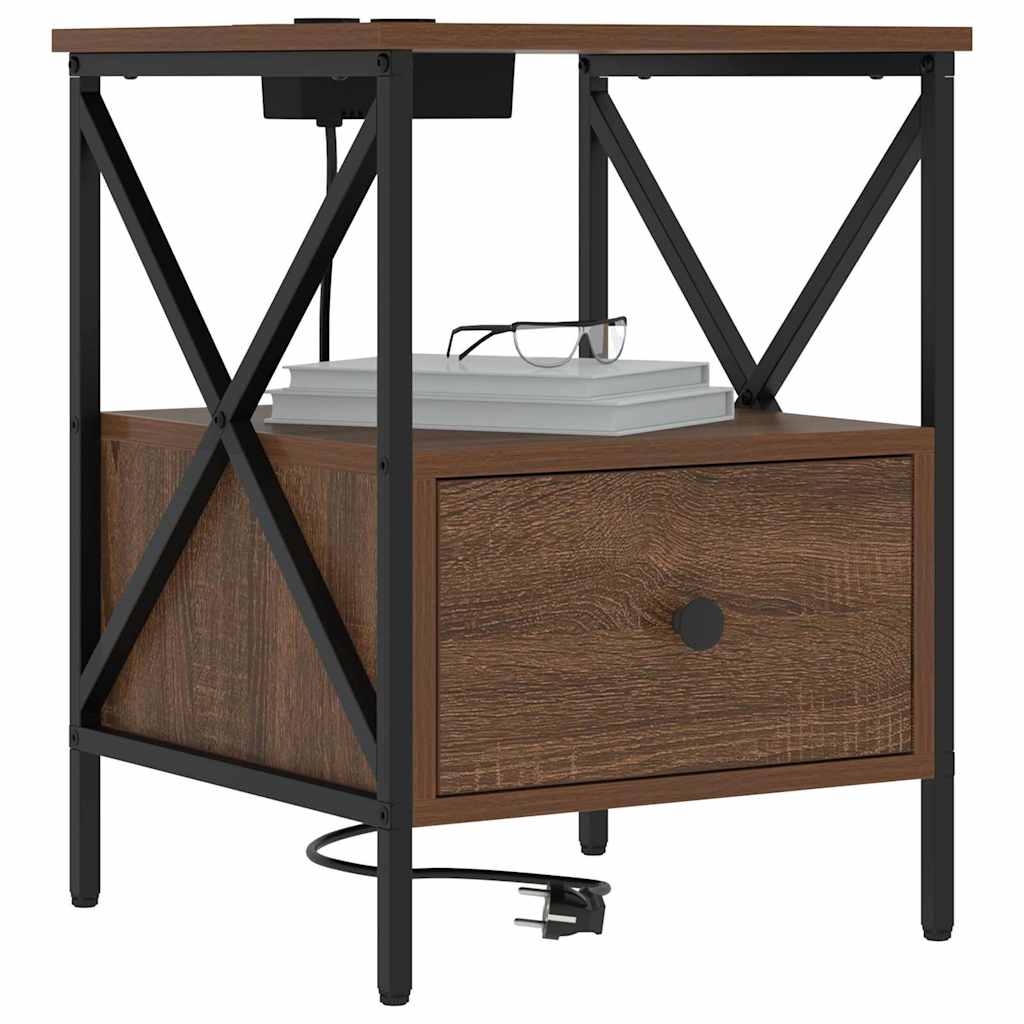 Nattbordskap brun eik 41.5 x 40.5 x 55 cm Konstruert tre