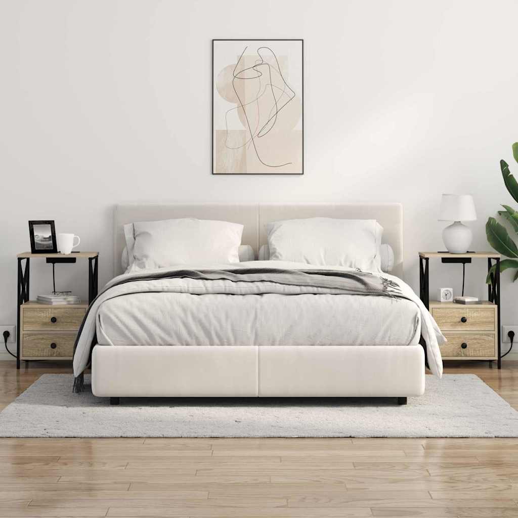 Nattbord med ladestasjon med skuff Sonoma eik Konstruert tre