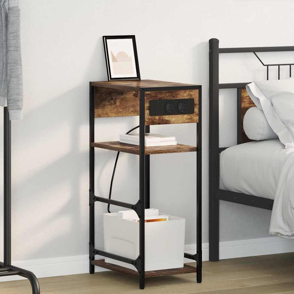 Nattbordskap med skuff Røkt eik 40 x 27 x 76 cm Konstruert tre