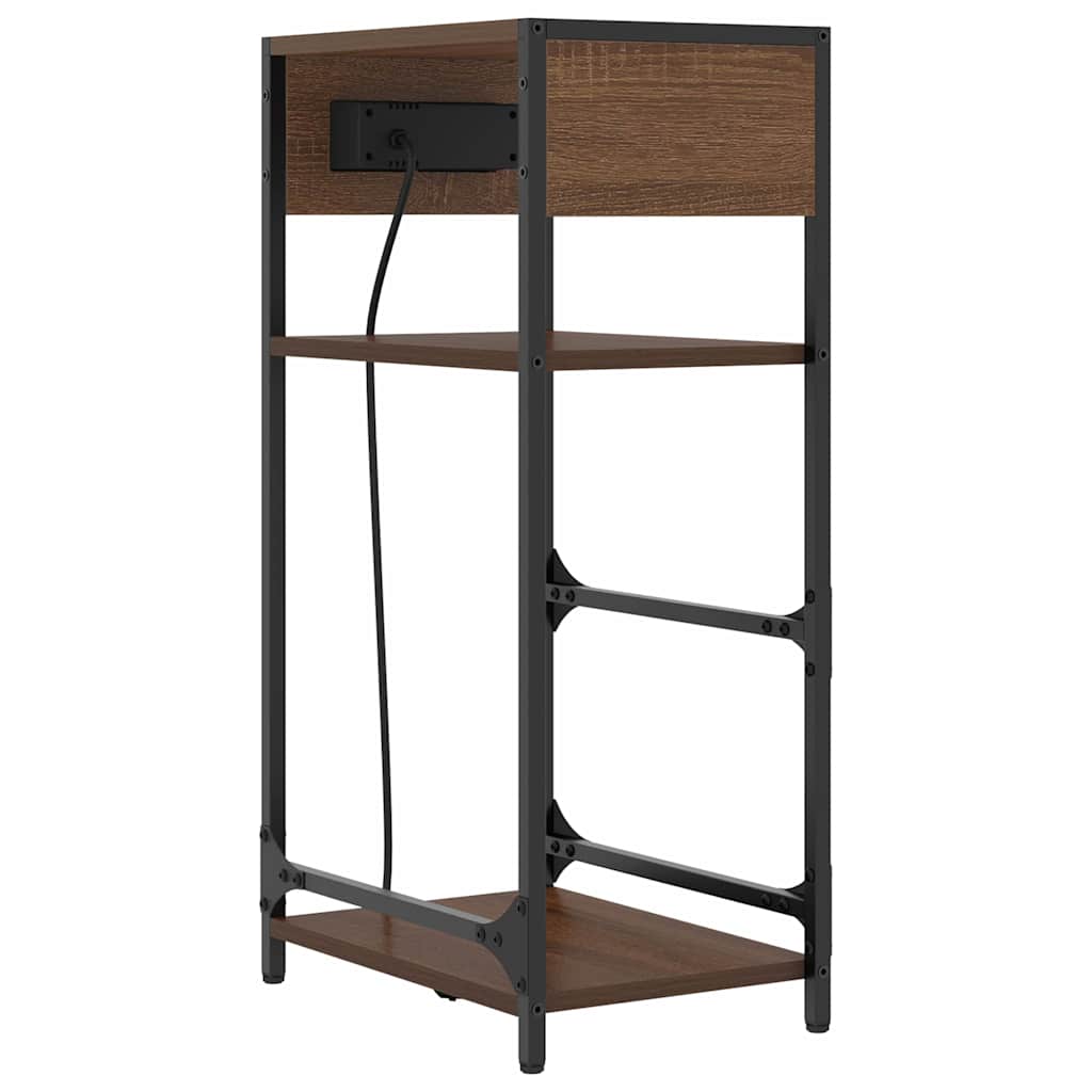 Nattbordskap med skuff brun eik 40 x 27 x 76 cm Konstruert tre