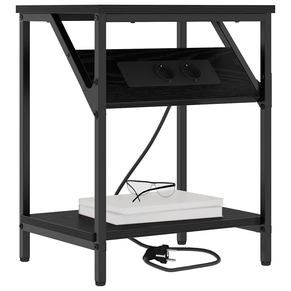 Nattbord Svart eik 38 x 30 x 48 cm Konstruert tre