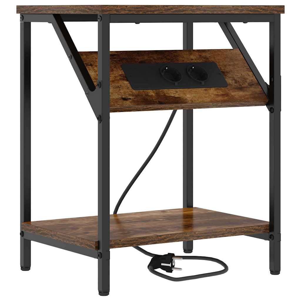 Nattbord 2 pcs Røkt eik 38 x 30 x 48 cm Konstruert tre