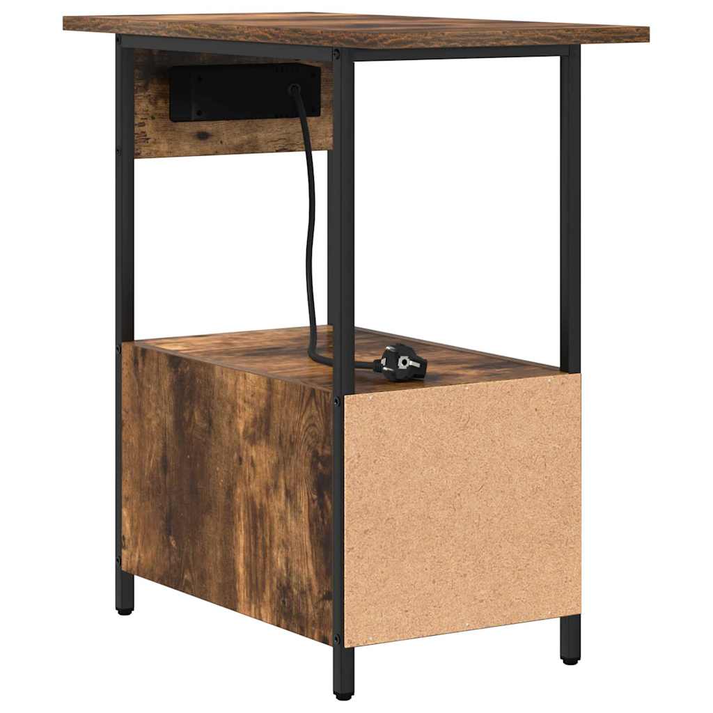 Nattbordskap med skuff Røkt eik 60 x 30 x 61 cm Konstruert tre
