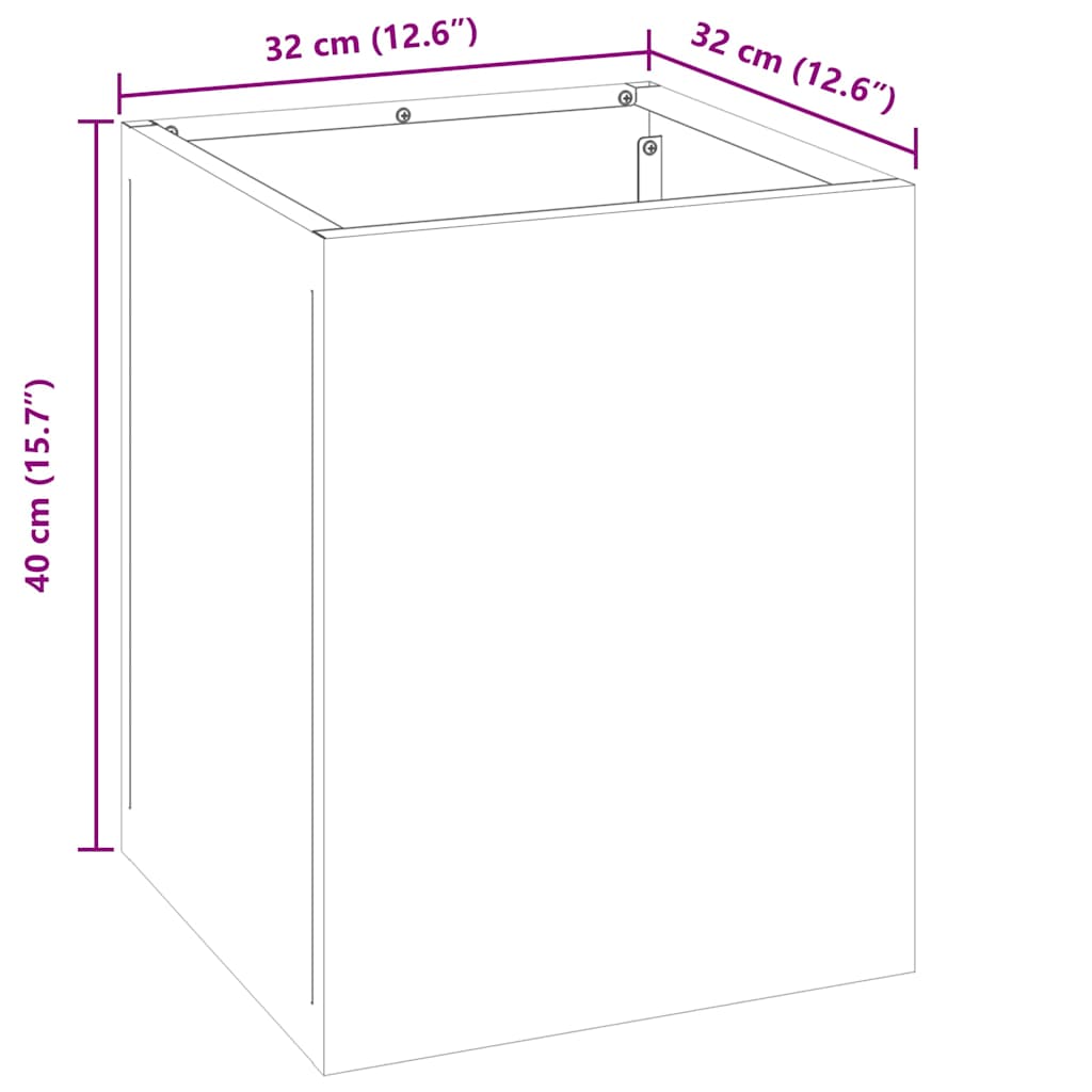 Hageblomsterpotte Brun 32 x 32 x 40 cm Værbitt stål