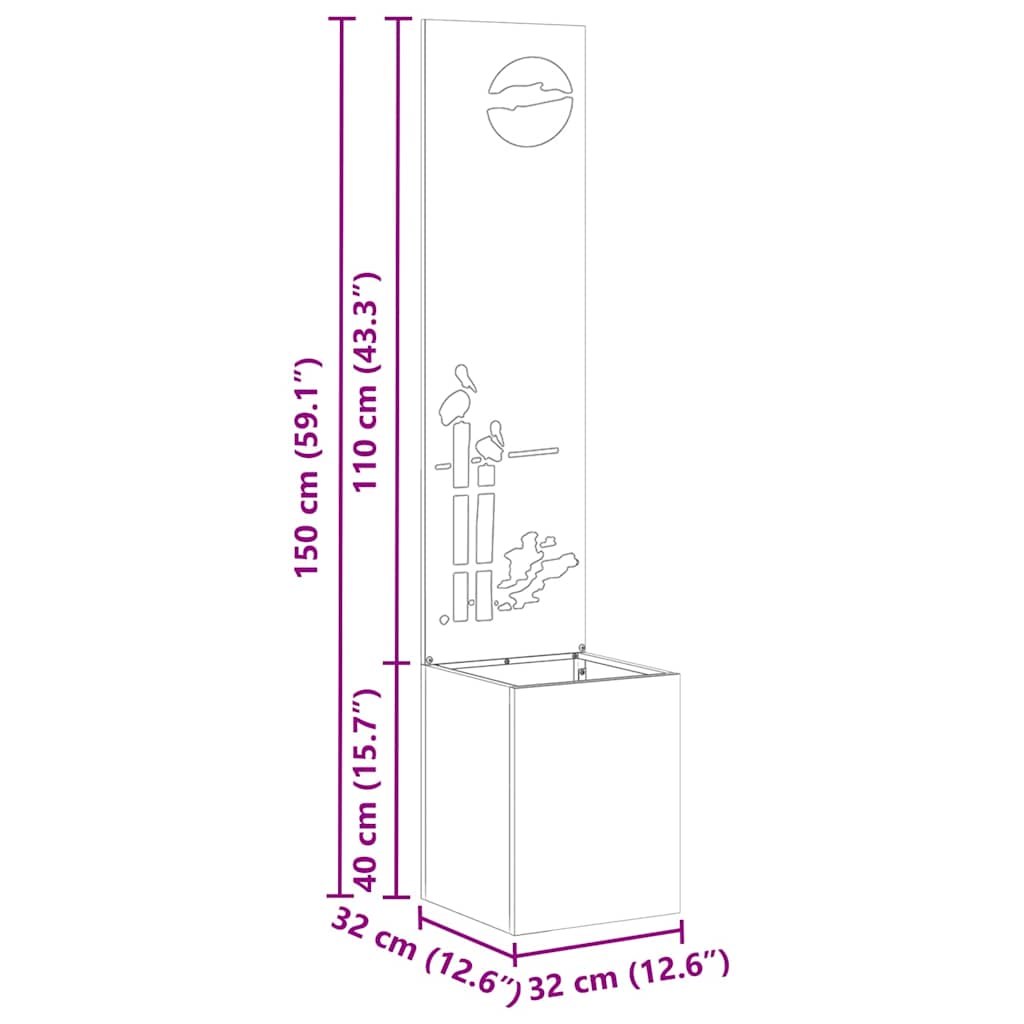 Hageprivat skjerm Fretwork sølv 32 x 140 cm Galvanisert stål