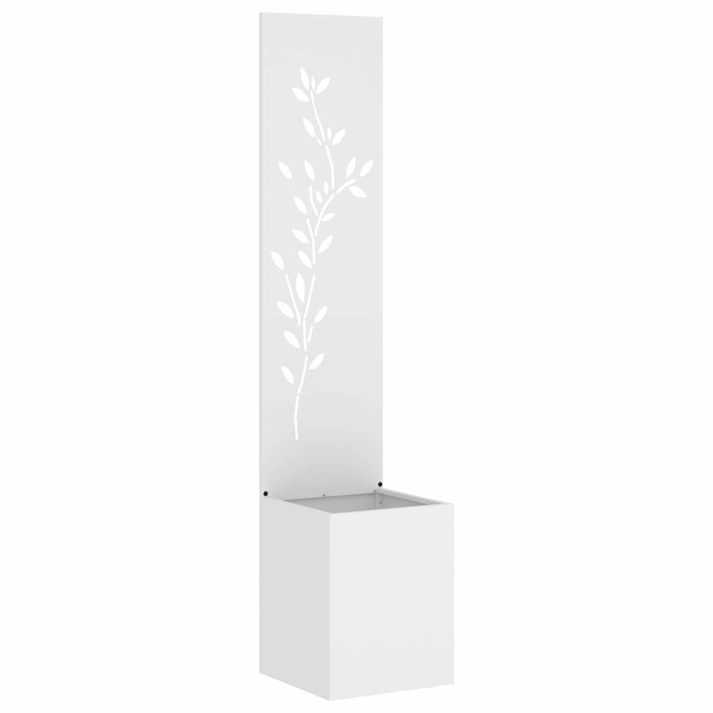 Hageprivat skjerm Blomster Hvit 32 x 140 cm Kaldvalsestål