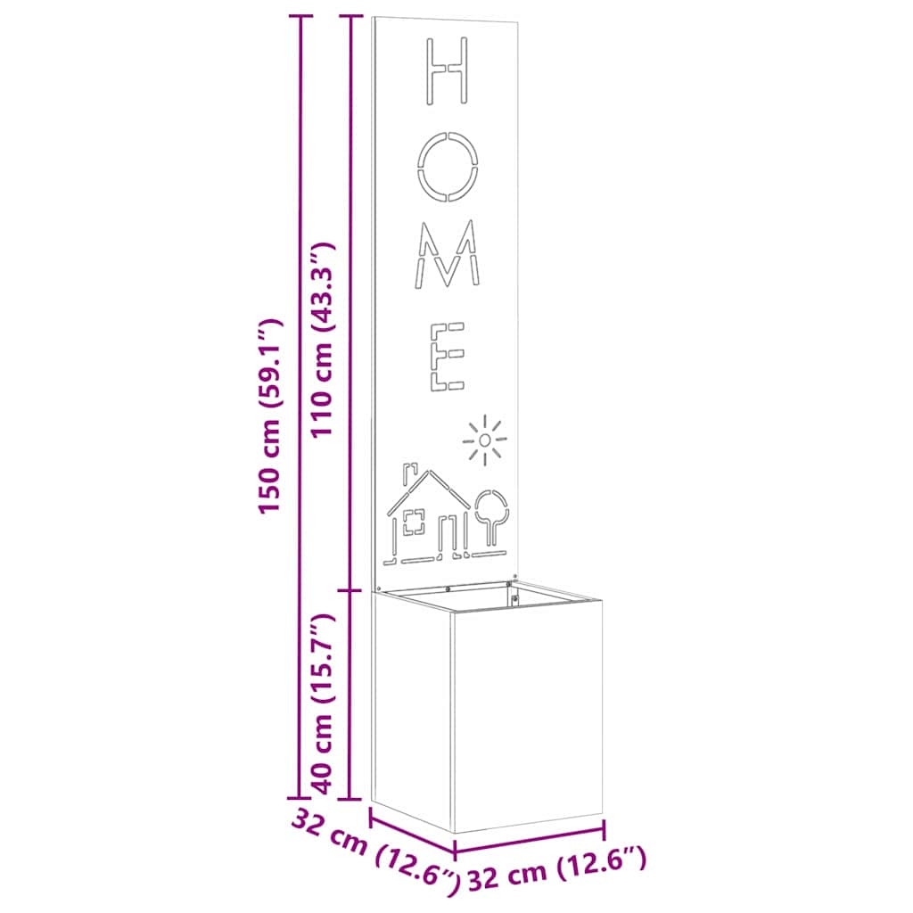 Hageprivat skjerm Fretwork Antrasitt 32 x 140 cm Kaldvalsestål