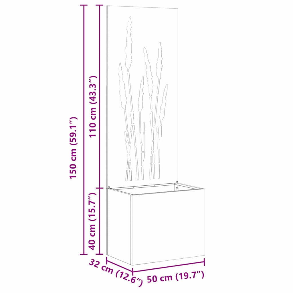 Hageprivat skjerm Fretwork Sølv 50 x 140 cm Rustfritt stål