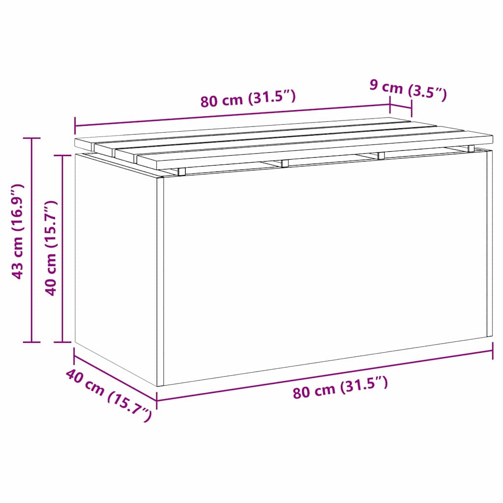 Hagebenk sølv 80 x 40 x 43 cm Rustfritt stål