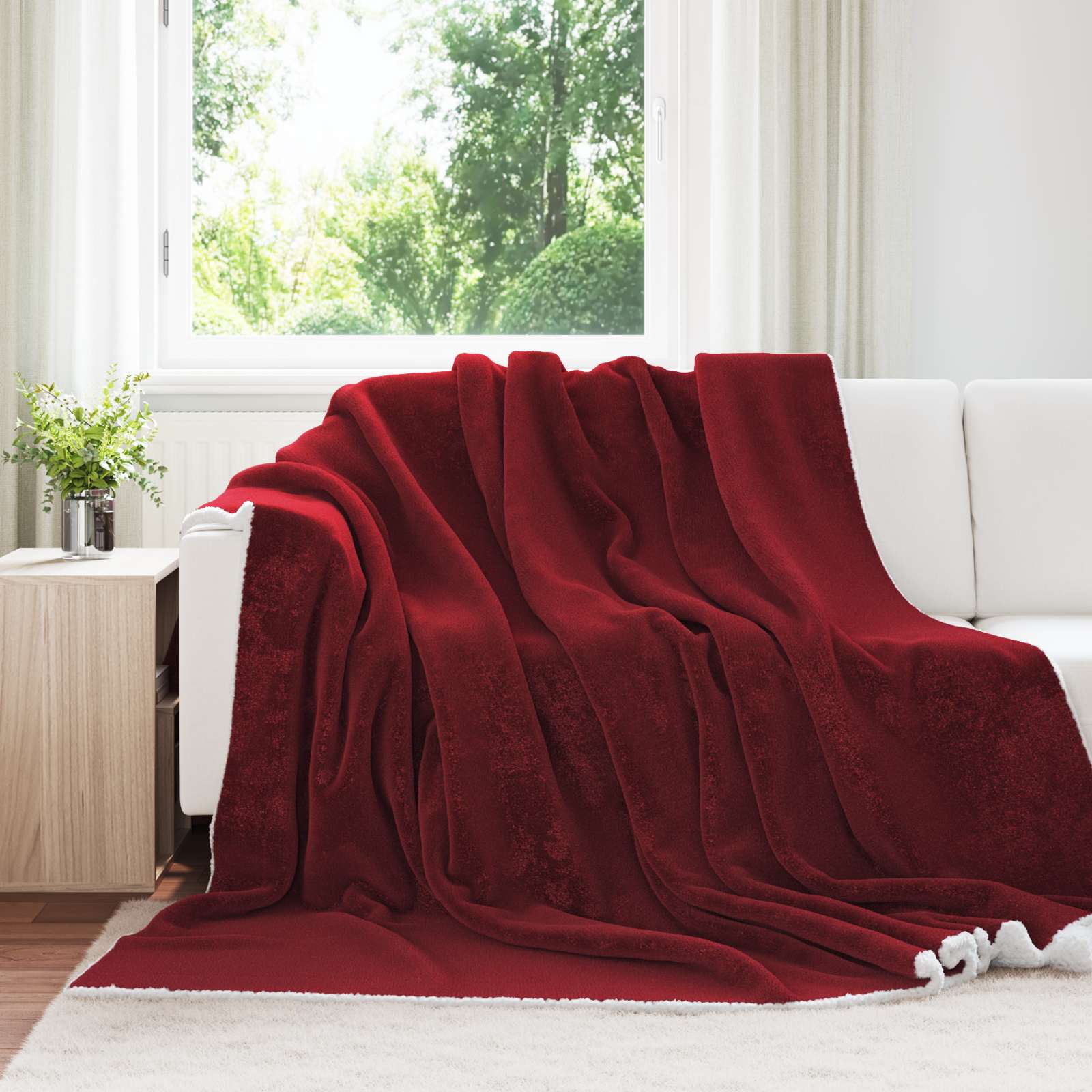 Kastteppe Bordeaux Rød 240 x 270 cm Fleece