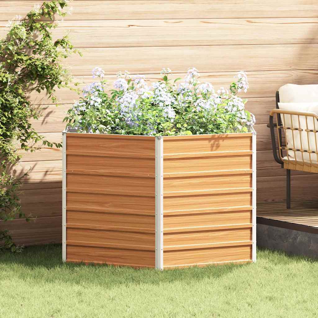 Hevet Hagebed Lys Brun 129 x 129 x 77 cm Galvanisert Stål