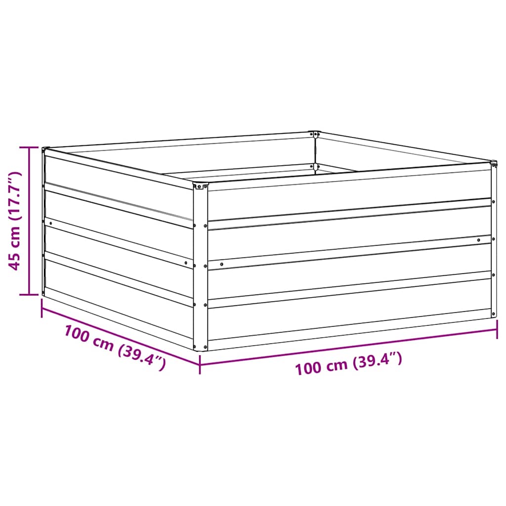 Høybed Lys Brun 100 x 100 x 45 cm Galvanisert Stål