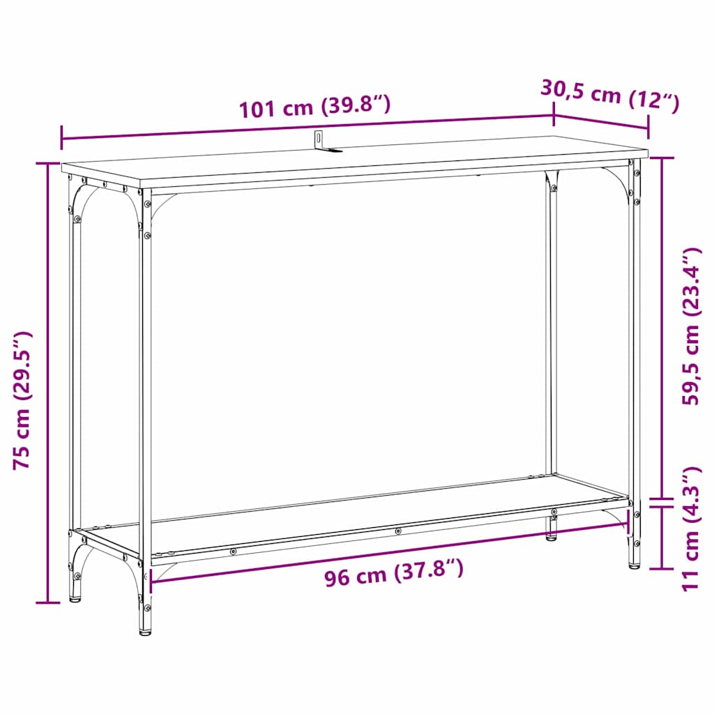 Konsollbord Gammelt tre 101 x 30.5 x 75 cm Konstruert tre