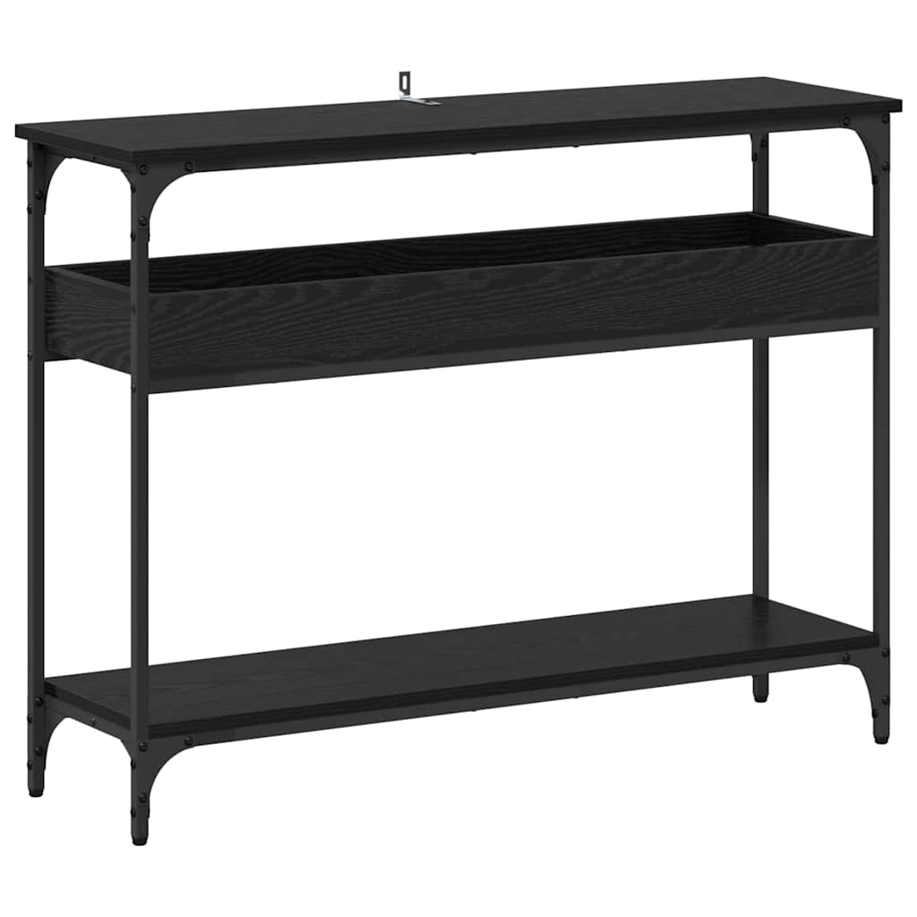 Konsollbord med hylle Svart eik 100 x 29 x 75 cm Konstruert tre