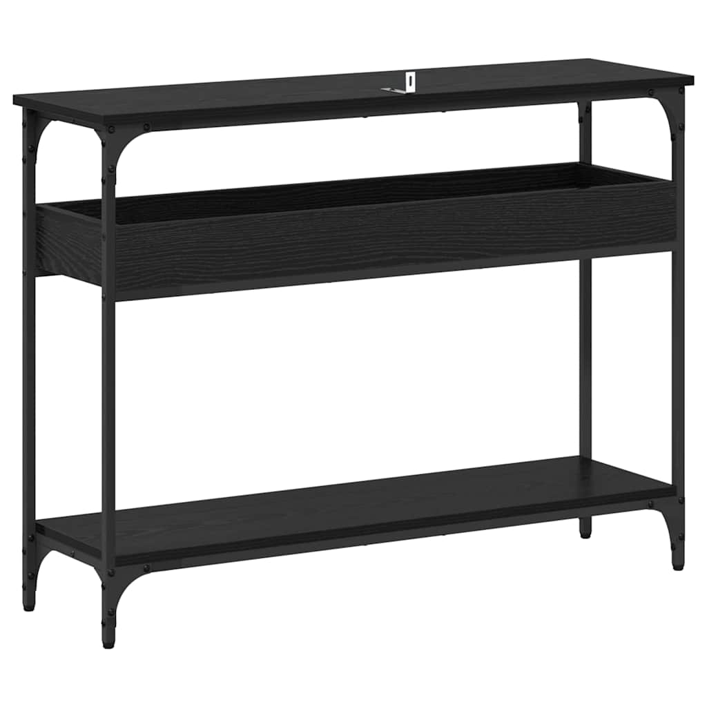 Konsollbord med hylle Svart eik 100 x 29 x 75 cm Konstruert tre