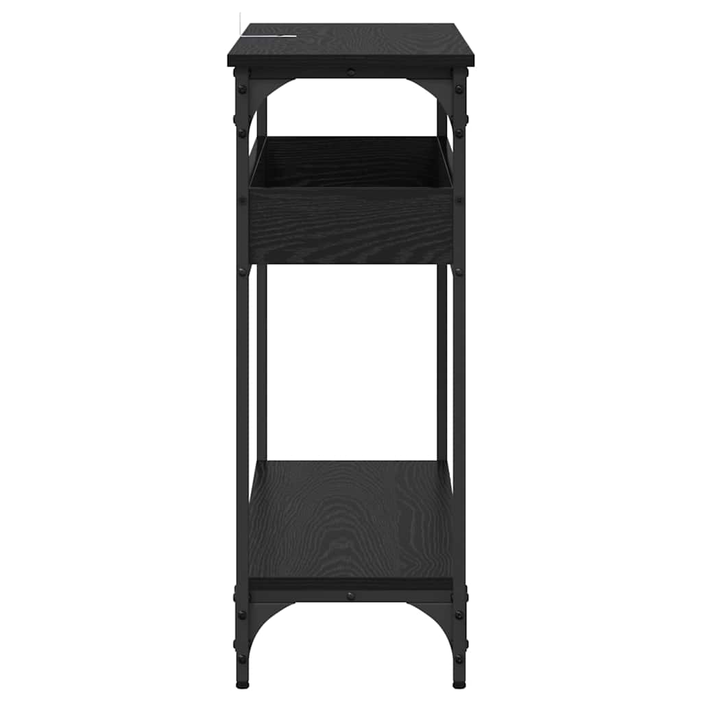 Konsollbord med hylle Svart eik 100 x 29 x 75 cm Konstruert tre