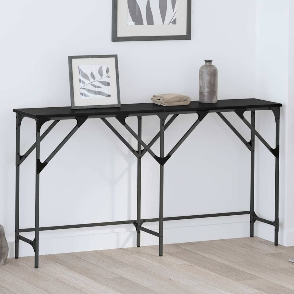 Konsollbord Svart eik 140 x 29 x 75 cm Konstruert tre