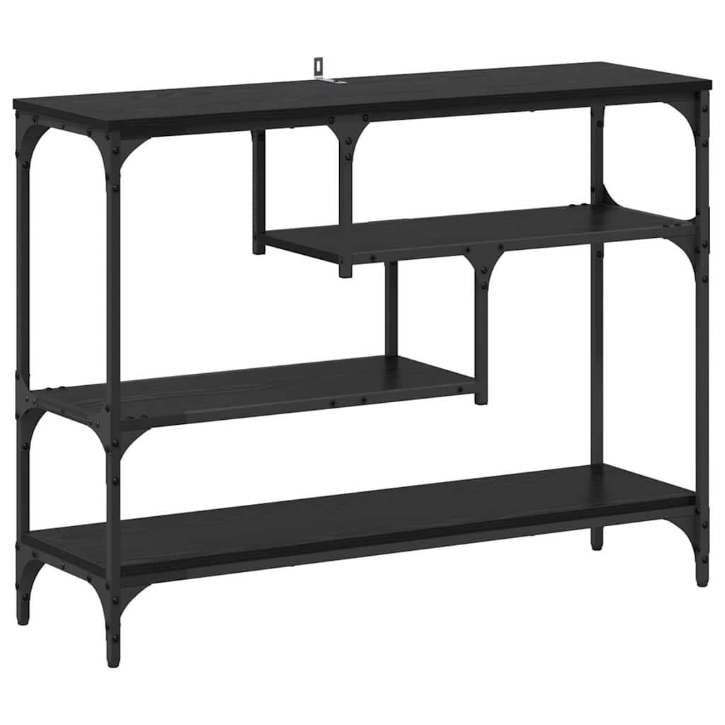 Konsollbord med hylle Svart eik 100 x 30 x 75 cm Konstruert tre