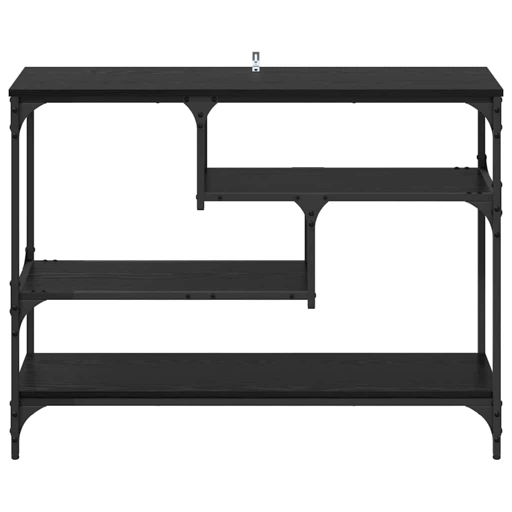 Konsollbord med hylle Svart eik 100 x 30 x 75 cm Konstruert tre