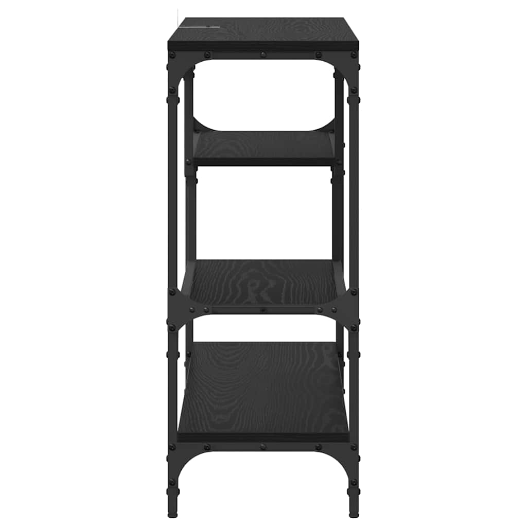 Konsollbord med hylle Svart eik 100 x 30 x 75 cm Konstruert tre