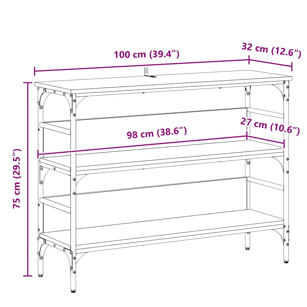 Konsollbord Gammelt tre 100 x 32 x 75 cm Konstruert tre