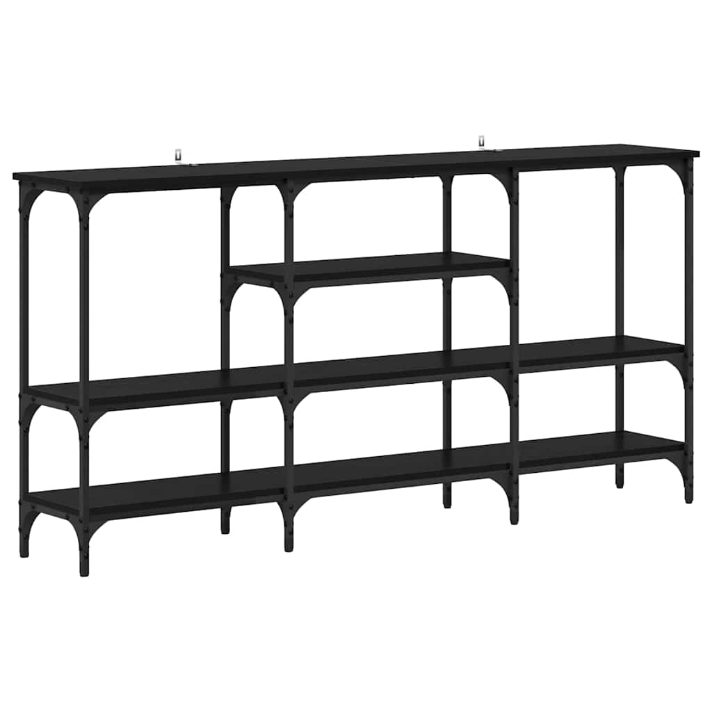 Konsollbord med hylle Svart eik 160 x 29 x 80 cm Konstruert tre